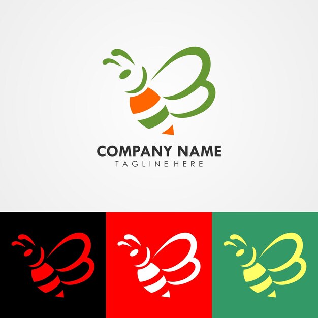 Abstract honey bee company logo design, design template with bee animal icon