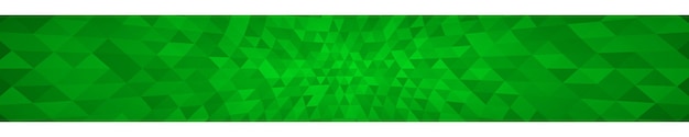 Abstract horizontal banner or background of small triangles in green colors