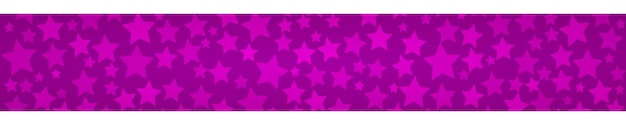 Abstract horizontal banner or background of stars of different sizes in purple colors