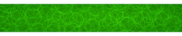 Abstract horizontal banner of randomly arranged contours of circles on green background