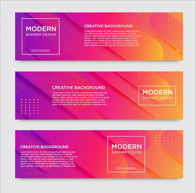 Abstract horizontal banners with gradient