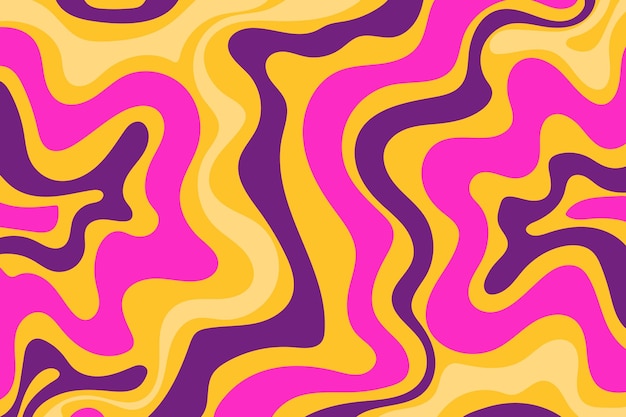 abstract horizontal psychedelic background with colorful waves in style hippie 60s 70s fluid art