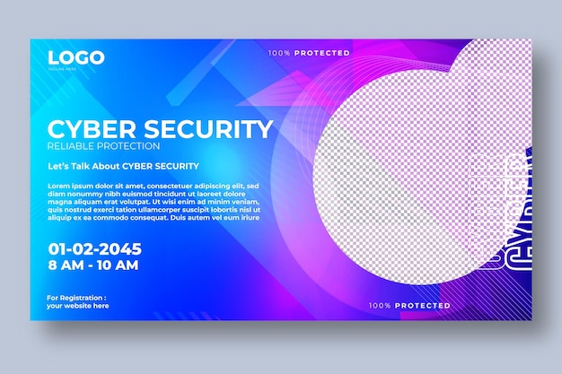 Vector abstract horizontal vertical creative modern neon cyber security metaverse webinar facebook cover banner design template