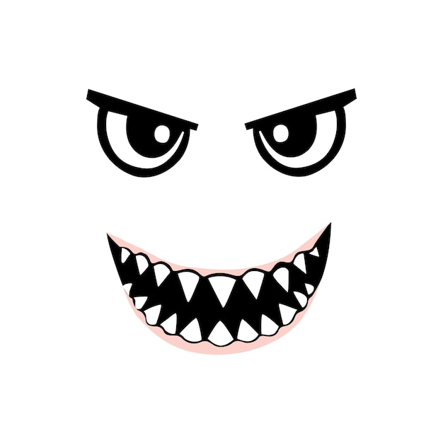 Vector abstract horror mouth and eye vector illustration isolated on white background