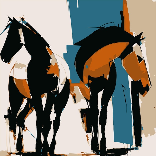 Vector abstract horse art vector painting