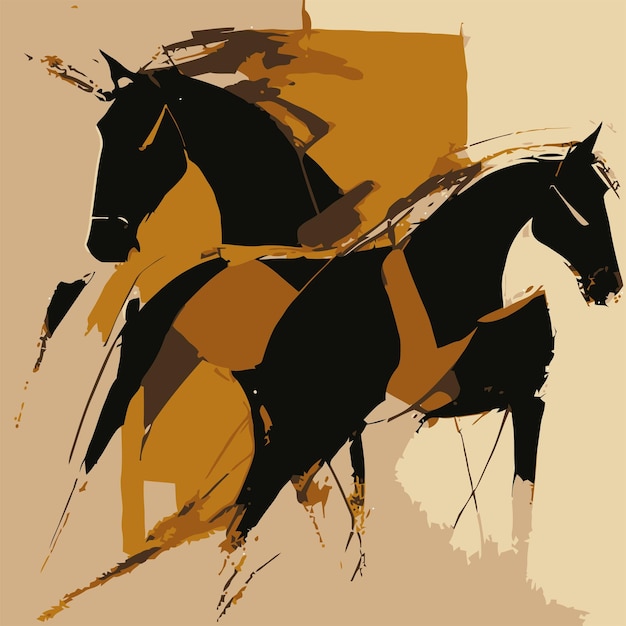 Vettore pittura vettoriale astratta di cavalli
