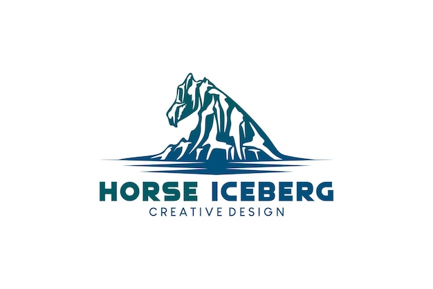 抽象的な馬の頭の氷山ロゴ ベクトル イラスト シンボル デザイン