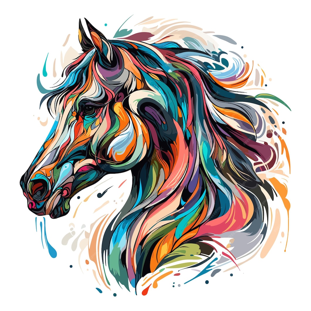 Premium Vector | Abstract horse head multicolored paints colored ...