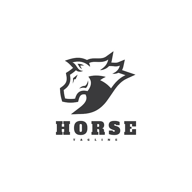 Abstract horse stallion head silhouette icon logo design