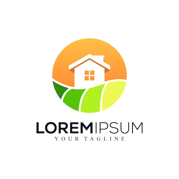 Abstract house farm logo design