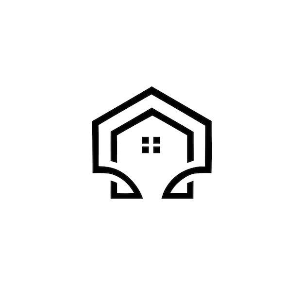검은색과 색으로 추상적인 집 로고 디자인