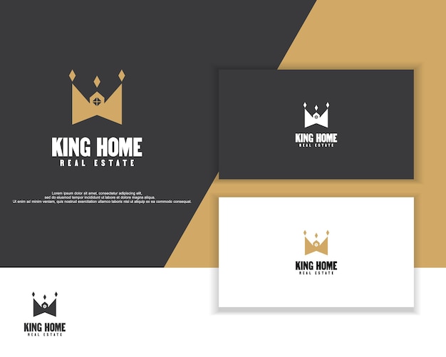 Abstract house logo design vector illustration crown combine with home icon