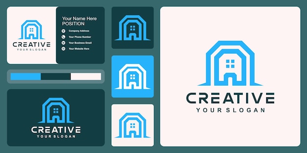 抽象的な家のロゴデザイン