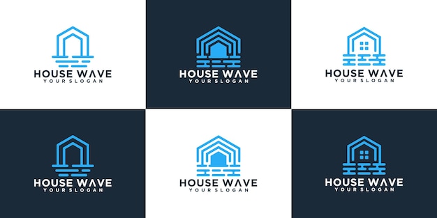 Abstract house and waves logo collection