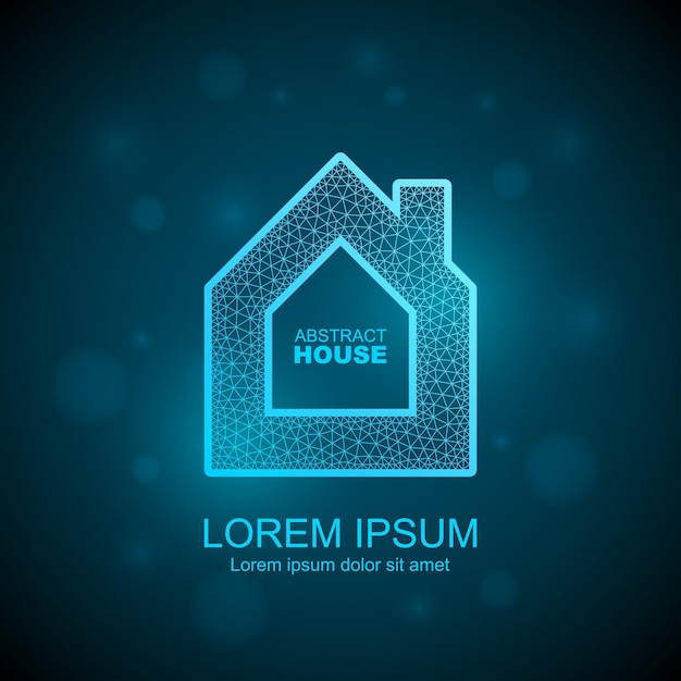 Vector abstract house wireframe icon smart home automation concept