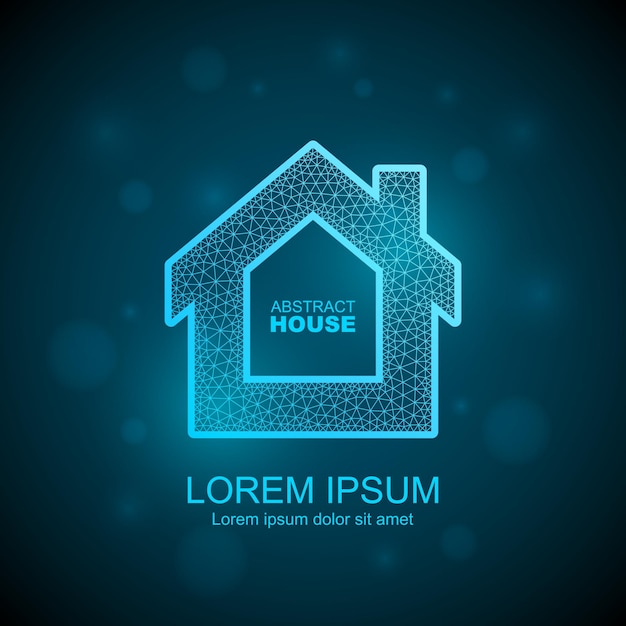 Vector abstract house wireframe icon smart home automation concept