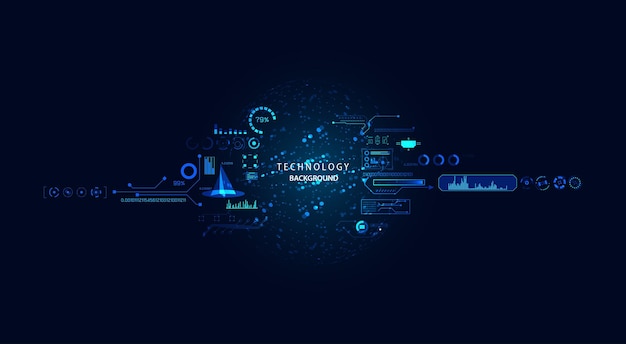 Абстрактная технология интерфейса hud современная футуристическая компьютерная система или концепция схемы