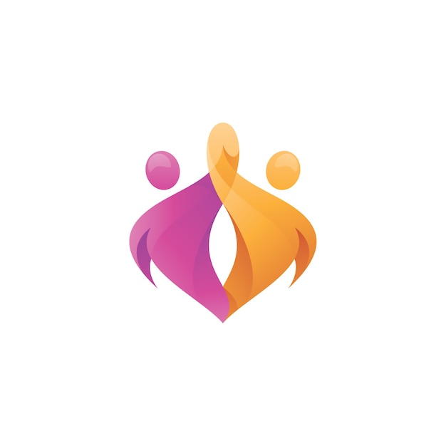 Abstract Human Figure Holding Hand Logo