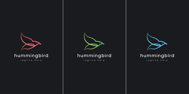 Abstract humming bird line art logo gradation color