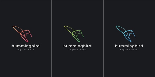 Абстрактная колибри Line Art логотип Градация цвета