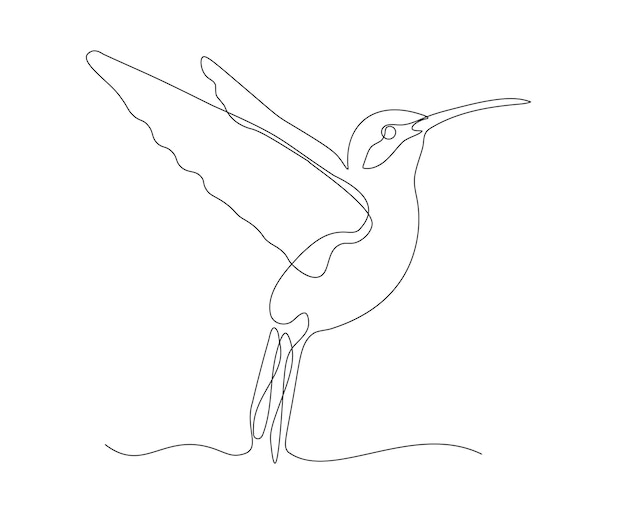 Abstract hummingbird Continuous One line drawing logo