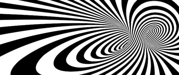 Абстрактные гипнотические вращающиеся линии фона черно-белые вертикальные  туннельные обои психоделические | Премиум векторы