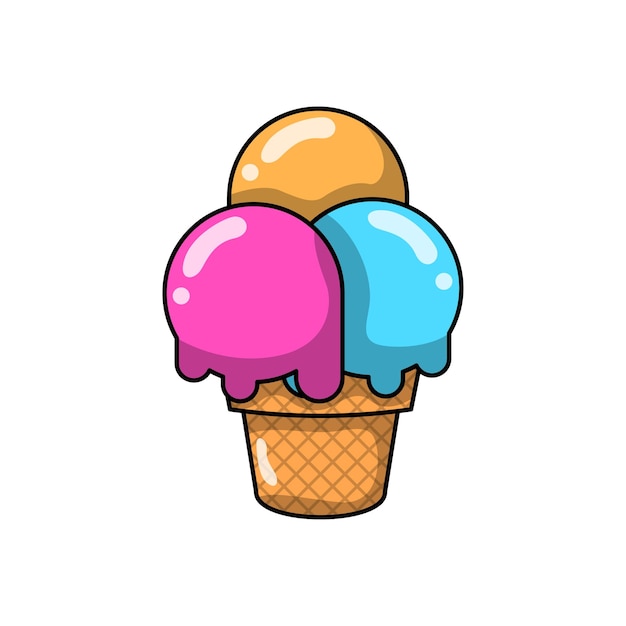 Abstract Ice Cream Cartoon Icon Illustration Symbol Logo Food Flat Vector Design Style
