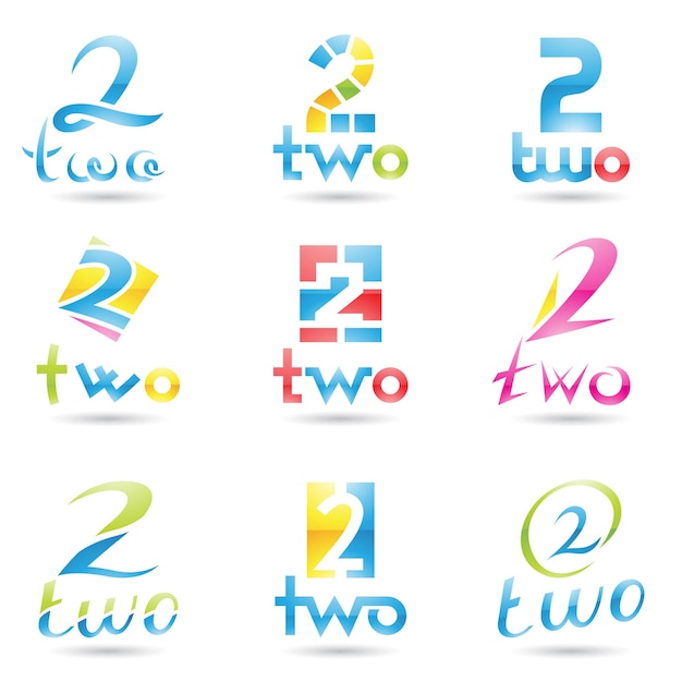 Vector abstract icons for number 2