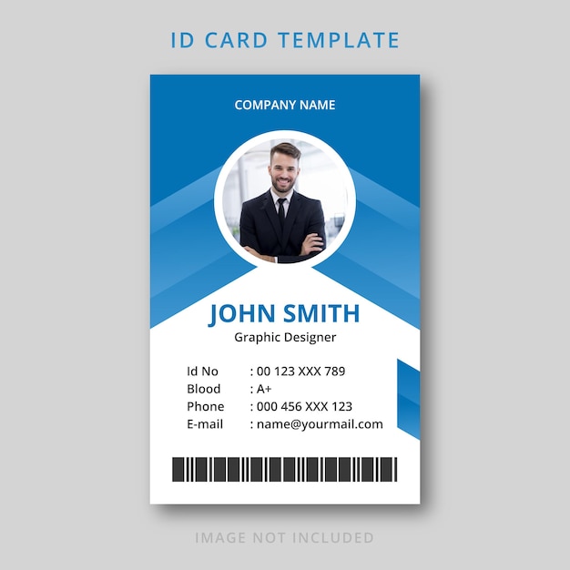 Abstract id card blue gradient template