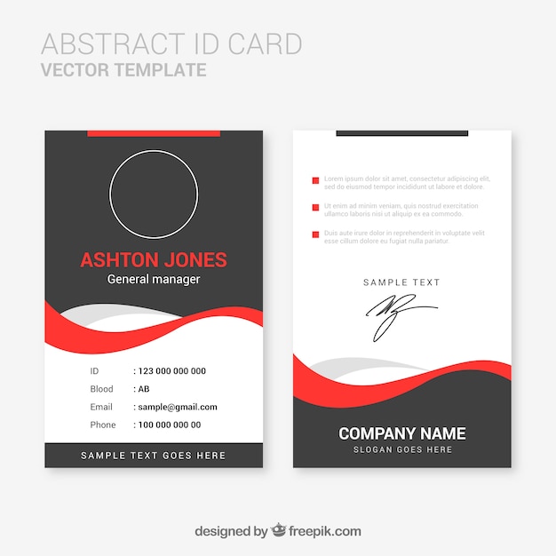 Vector abstract id-kaartsjabloon met platte ontwerp