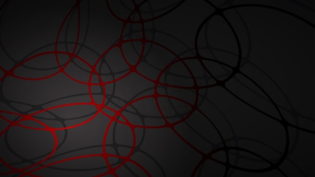 Abstract illustration of dark red intersecting circles with shadows on black background