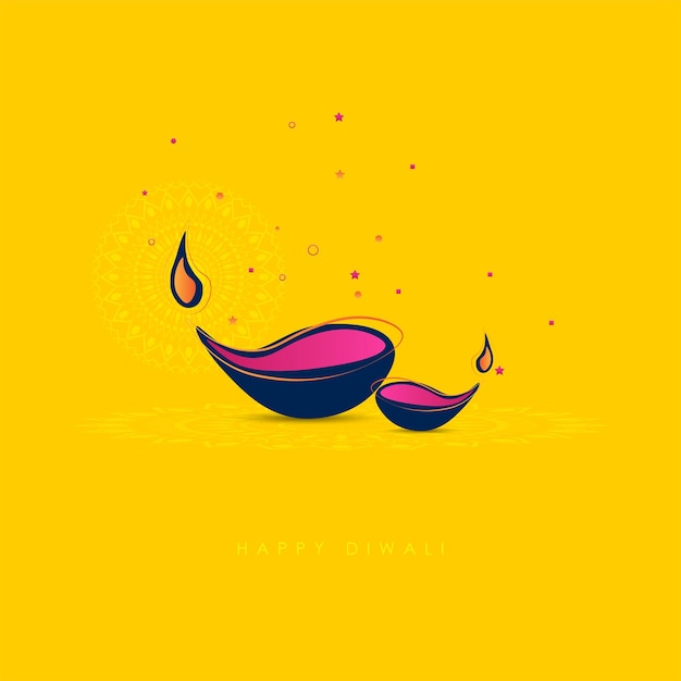 Abstract illustration of diya on Diwali celebration.