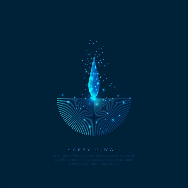 Abstract illustration of diya on Diwali celebration.