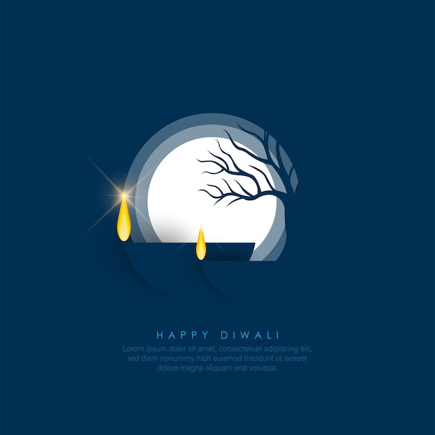 Abstract illustration of diya on Diwali celebration.