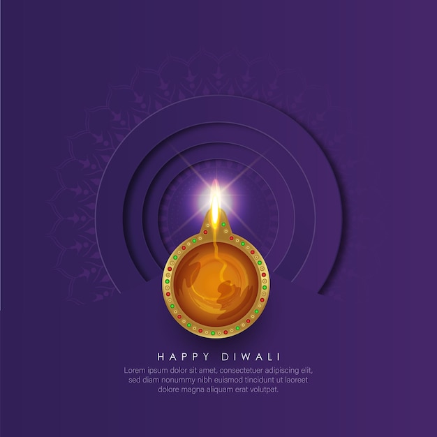 Abstract illustration of diya on Diwali celebration.