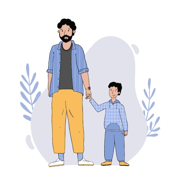 Vector abstract illustration father and son parenthood