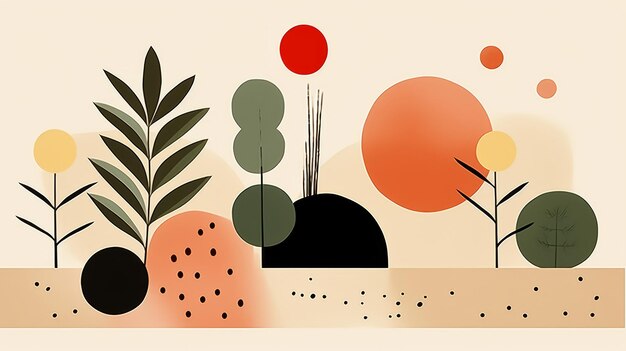 An abstract illustration of plants and trees