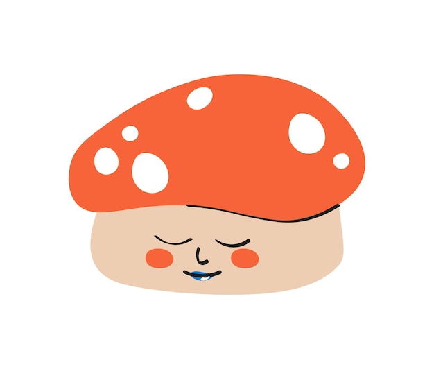 Abstract illustration of red mushroom. Magic mushroom symbol. Vector illustration isolated on white