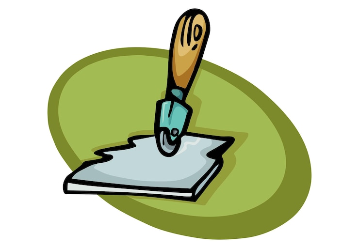Vector an abstract illustration shows a glass and glass chisel tool in a cartoon style