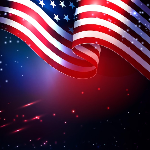 Abstract illustration of USA flag with bright sparkling glitter