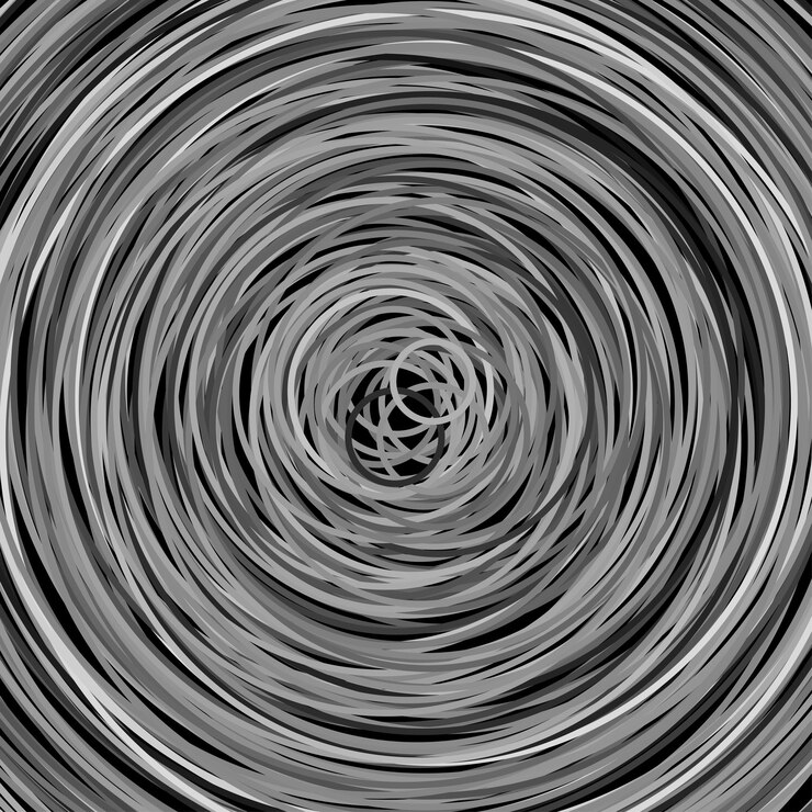Vector abstract illustration of various white circles on black background