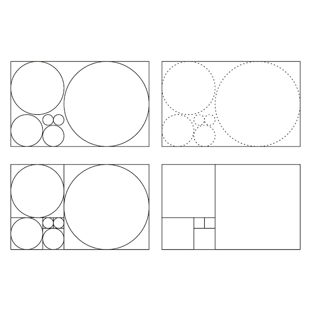 Abstract illustration with golden ratio on white background