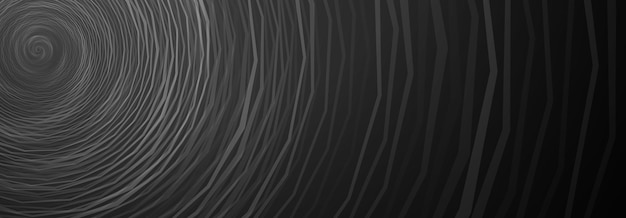 Abstract illustration with spirograph figure in the form of concentric circles made of broken lines on a black background