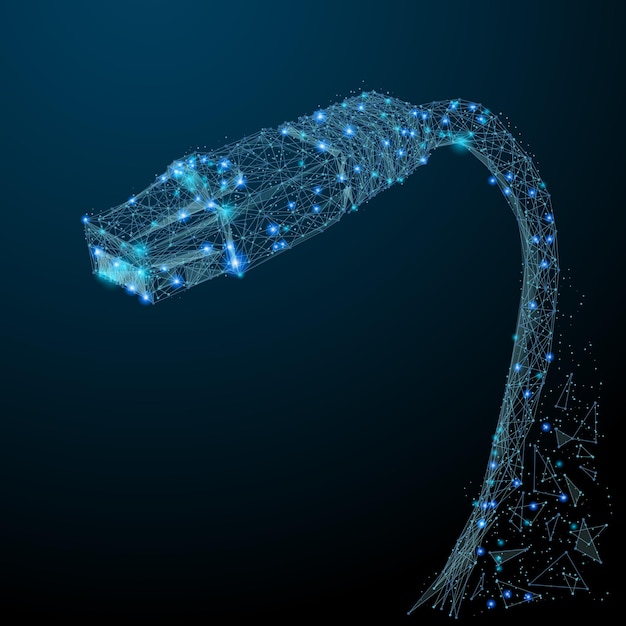 Абстрактное изображение кабеля Ethernet в виде звездного неба или космоса Концепция каркасного вектора