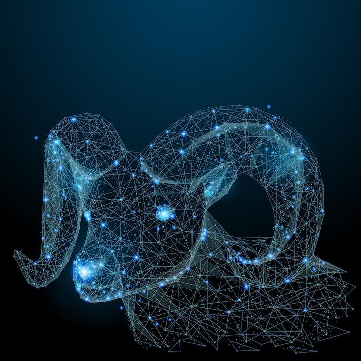 Vector abstract image of a ram in the form of a starry sky or space