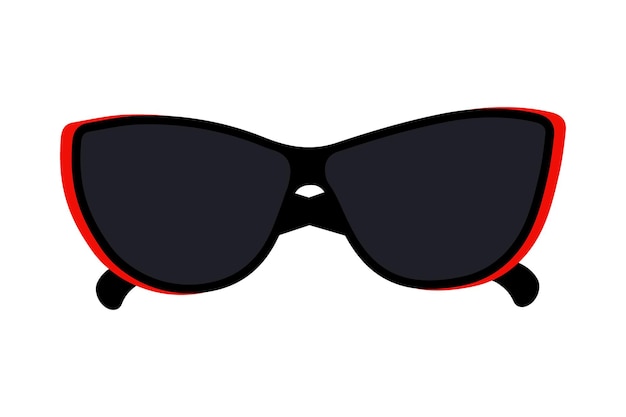 Abstract image of sunglasses with dark lenses in black and red frame Hello summer Sunglasses day