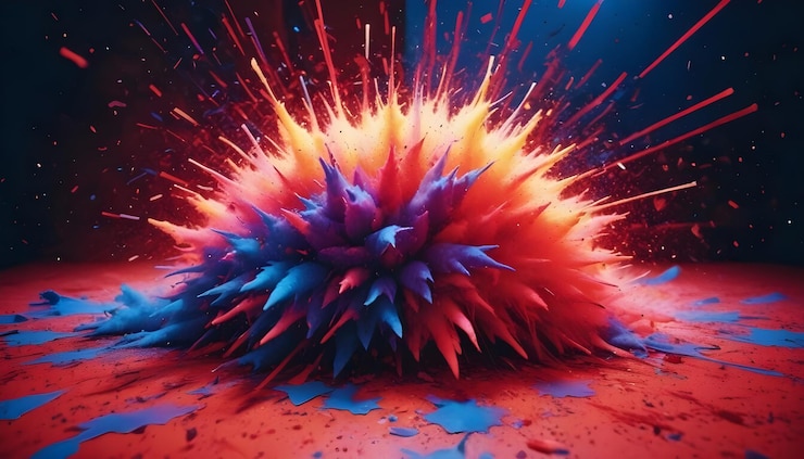 Vector an abstract image of a vibrant explosion of colored powder creating a colorful burst of energy and a sense of celebration