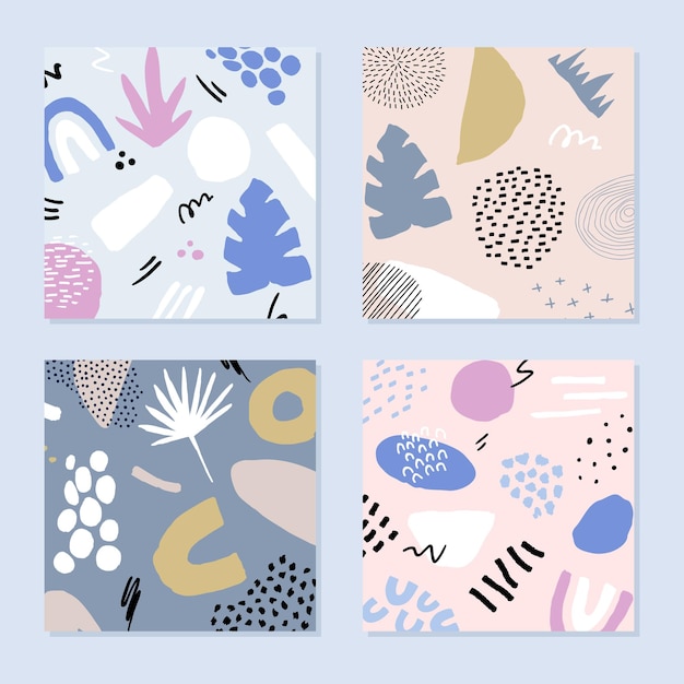 Vector abstract in trendy stijl met botanische en geometrische elementen.