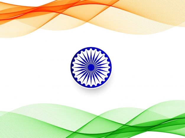 ベクトル 抽象的なインドの旗波状デザインの背景