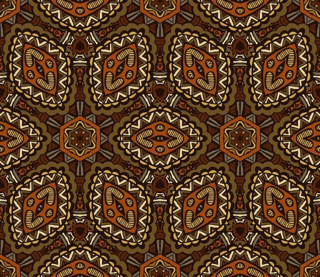 Abstract indian tiles vintage ethnic seamless vector pattern ornamental